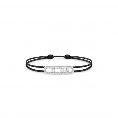MESSIKA MESSIKA CARE(S) BLACK CORD PAVÉ BRACELET WHITE GOLD DIAMOND BRACELET 14141-WG